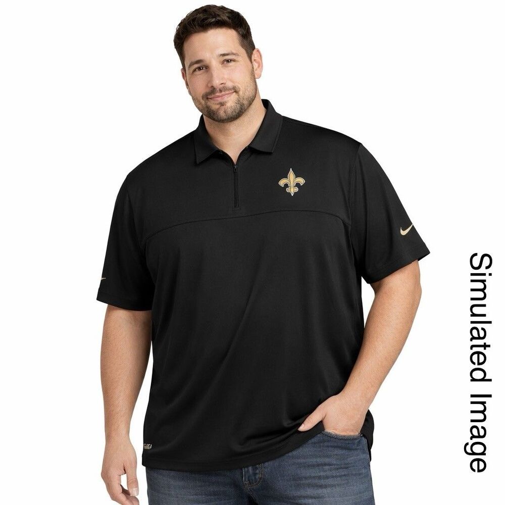 Nike Saints On Field Dri-FIT 1/4 Zip Polo Shirt Men’s 2XL Black New Orleans